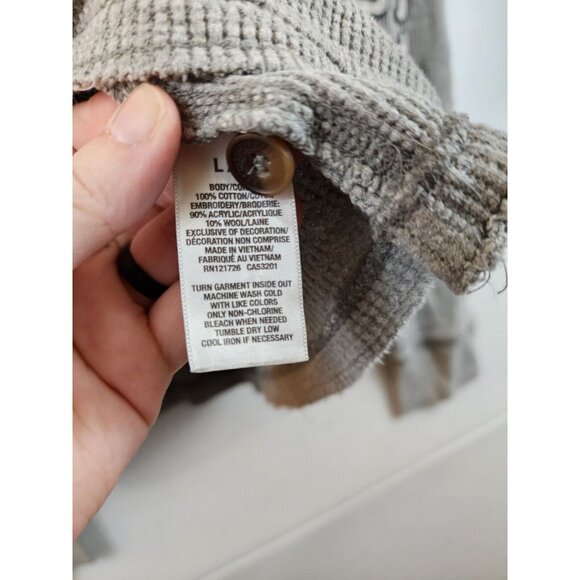 Aeropostale Mens L Gray Henley Waffle Knit Long Sleeve Shirt - Picture 7 of 7